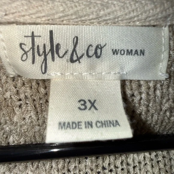 Style & Co. Taupe Open-Front Cardigan with Fringe women’s 3x plus boho hippie - Picture 4 of 5